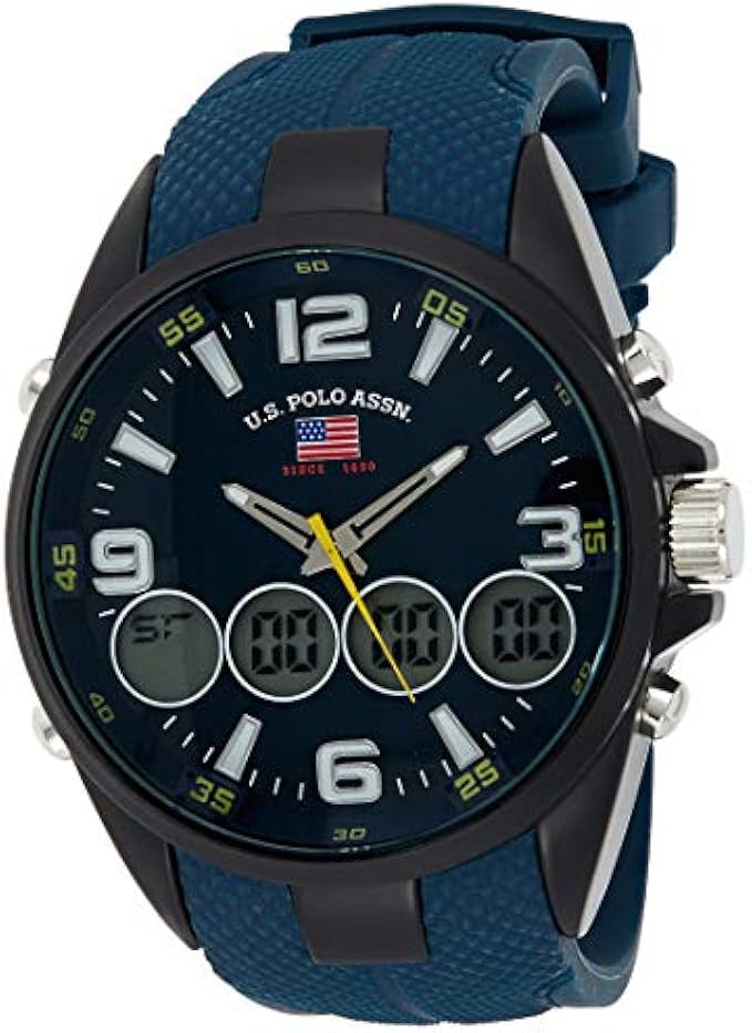 U.S. Polo Assn. Men's Quartz Metal and Rubber Casual Watch, Color Blue (Model: US9598)