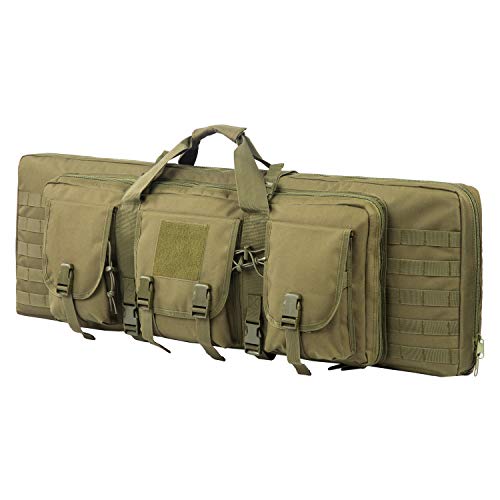 AK47/AR16 Tactical Rifle Case Double Carbine Bag Outdoor Molle Deluxe Double Rifle Gun Bag Padded Long Gun Case & Rifle Storage Backpack(2 Sizes and 6 Colors to chooese from) (O.D. Green, 42inch)