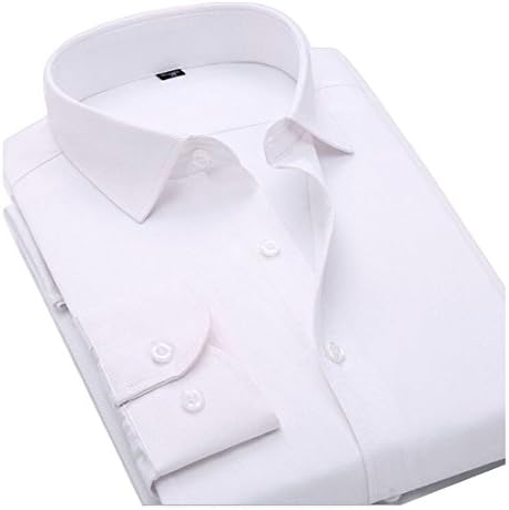 Lutratocro Mens Slim Fit Long Sleeve Solid Color Formal Classic Wrinkle-Free Button Down Shirt White 2XL