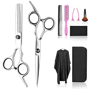 Hair-Cutting-Scissors-Thinning-Shears-Set-Fcysy-Professional-10-Pcs-Sharp-Barber-Hair-Cutting-Kit-Haircut-Scissors-Hairdressing-Shears-with-Hair-Sheers-Accessories-in-Leather-Case-for-Women-Men-Pet Hair Cutting Scissors Thinning Shears Set, Fcysy Professional 10 Pcs Sharp Barber Hair Cutting Kit Haircut Scissors…