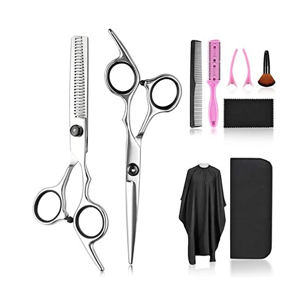 Hair-Cutting-Scissors-Thinning-Shears-Set-Fcysy-Professional-10-Pcs-Sharp-Barber-Hair-Cutting-Kit-Haircut-Scissors-Hairdressing-Shears-with-Hair-Sheers-Accessories-in-Leather-Case-for-Women-Men-Pet Hair Cutting Scissors Thinning Shears Set, Fcysy Professional 10 Pcs Sharp Barber Hair Cutting Kit Haircut Scissors…