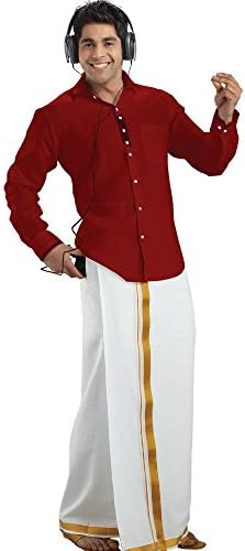 Ramraj Men's Cotton Velcro Pocket M498 3/4-Dhoti (White, 36-38)