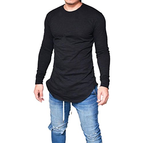 Creazrise Men&rsquo;s Shirts, Men Fashion Long Sleeve Muscle Casual Tops Solid Color Slim Fit O-Neck Shirt