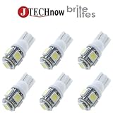 Jtech 6x 194 168 2825 T10 5-SMD White LED Car Lights Bulb