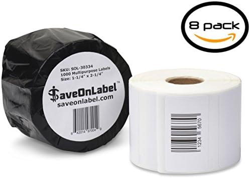 SaveOnLabel DYMO 30334 Compatible (2-1/4" x 1-1/4") Multipurpose Labels, 8 Rolls