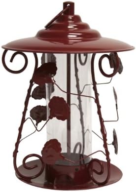 Heath Outdoor 21214 decorative Rose Mixed Seed Bird Feeder, Metal Red