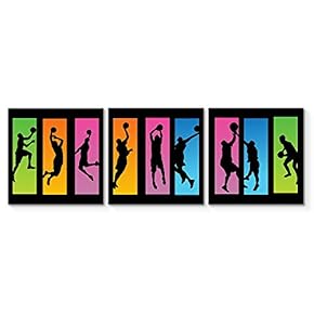 3 Panel Canvas Wall Art Play Basketball Pictures Home Wall Decorations for Bedroom Living Room Paintings Canvas Prints Framed - 12"x12"x3 Panels