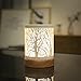 Foromans Classic Oil Wax Melts Warmer White Metal Cover Forest Design and Soild Wood Base Fragrance Candle Warmer Lamp for Home Décor