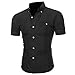 PHOTNO Fashion Summer Uniforms Men's Short Sleeve Dress Shirt (M, Black)