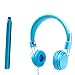 DURAGADGET Leapfrog LeapPad 3 / LeapPad 3x / LeapPad Ultra XDI - Bright Blue Ultra-Stylish Kids Fashion Headphones with Padded Design, Button Remote & Microphone for Leapfrog LeapPad 3 / LeapPad 3x / LeapPad Ultra XDI Kids Tablet + BONUS Matching Stylus!