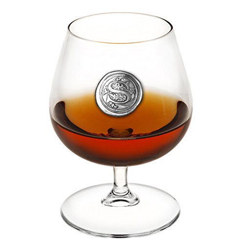 English Pewter Company 14.5oz Brandy Cognac Snifter Glass With Monogram Initial - Unique Gifts For Men - Personalized Gift With Your Choice of Initial (S) [MON219] - Thumbnail 5