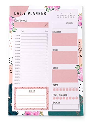 Daily Planner Notepad with 80 Undated Tear-Off Pages 6x9in, Daily to Do List, Daily Schedule Notepad, Fitness Planner…