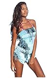 Ingear Printed Tie Dye Smocked Romper Cover Up Jumper Strapless Beach Jumpsuit