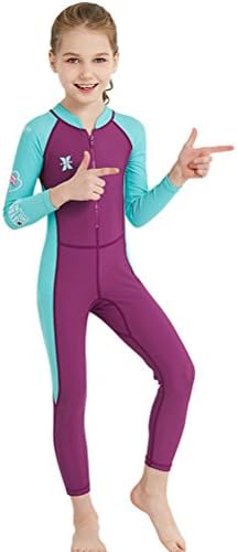 CADong Kids Boys Girls Wetsuit One-piece Long Sleeve Sunsuit Sun Protection Bodysuit Quick Drying Swimsuit