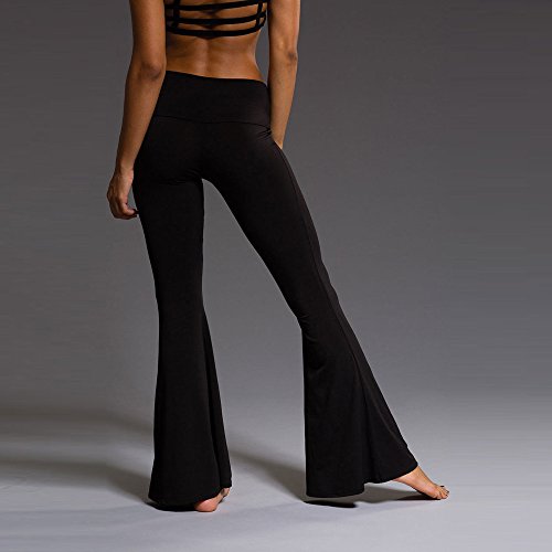 ZEFOTIM Women High Elastic Waist Bell-Bottom Long Trousers Skinny Yoga Flare Dance Pants (M,Black )