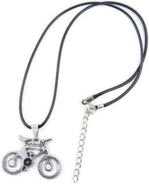 Leather Necklace Collier QNN1014 Bike Bicycle Fashion Neck Lace Jewellery Pendant Collar Sweater Long Chain Bib Retro