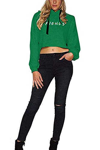 Idepet Women’s Casual Friends Letters Print Crop Top Loose Pullover Friends Shirt Teen Girl TV Show Hoodie Sweatshirt