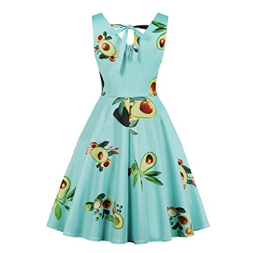 Women Vintage Printing Avocado Sleeveless Camisole Casual Party Dress Toponly