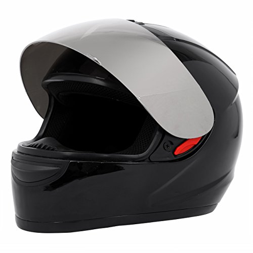 PanelTech DOT Black Mirror Visor Full Face Adult Helmet for Motorcycle Bike (XL)