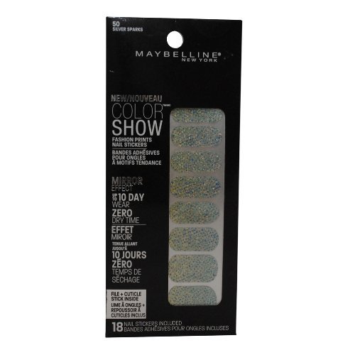 Maybelline Limited Edition Color Show Fashion Prints Mirror Effect Nail Stickers - 50 Silver Sparks