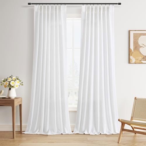 Snow White Pinch Pleated Linen Curtains 40x90
