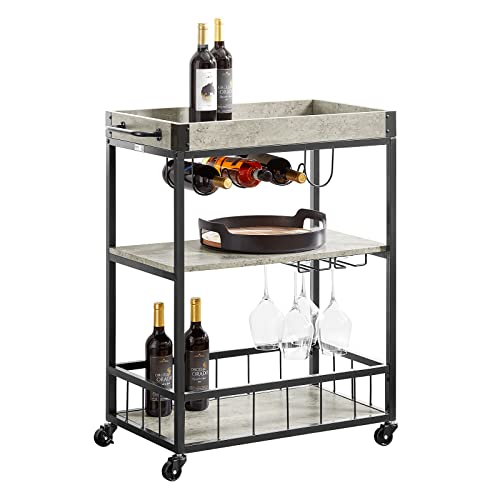 Haotian FKW56-HG,Bar Serving Cart Home Myra Rustic