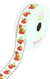 LUV RIBBONS Fabric Ribbon by Creative Ideas, 7/8-Inch, Grosgrain Strawberry Fruits, White