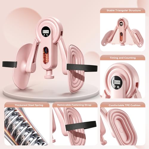 Ejercitador de Muslos Internos, Ejercitador de Suelo Pélvico para Mujere Hombre,0–60 kg Ajustable, Kegel Ejercitador de Piernas con Correas Fijas,Maquina en Casa para Brazos, Muslos y Caderas
