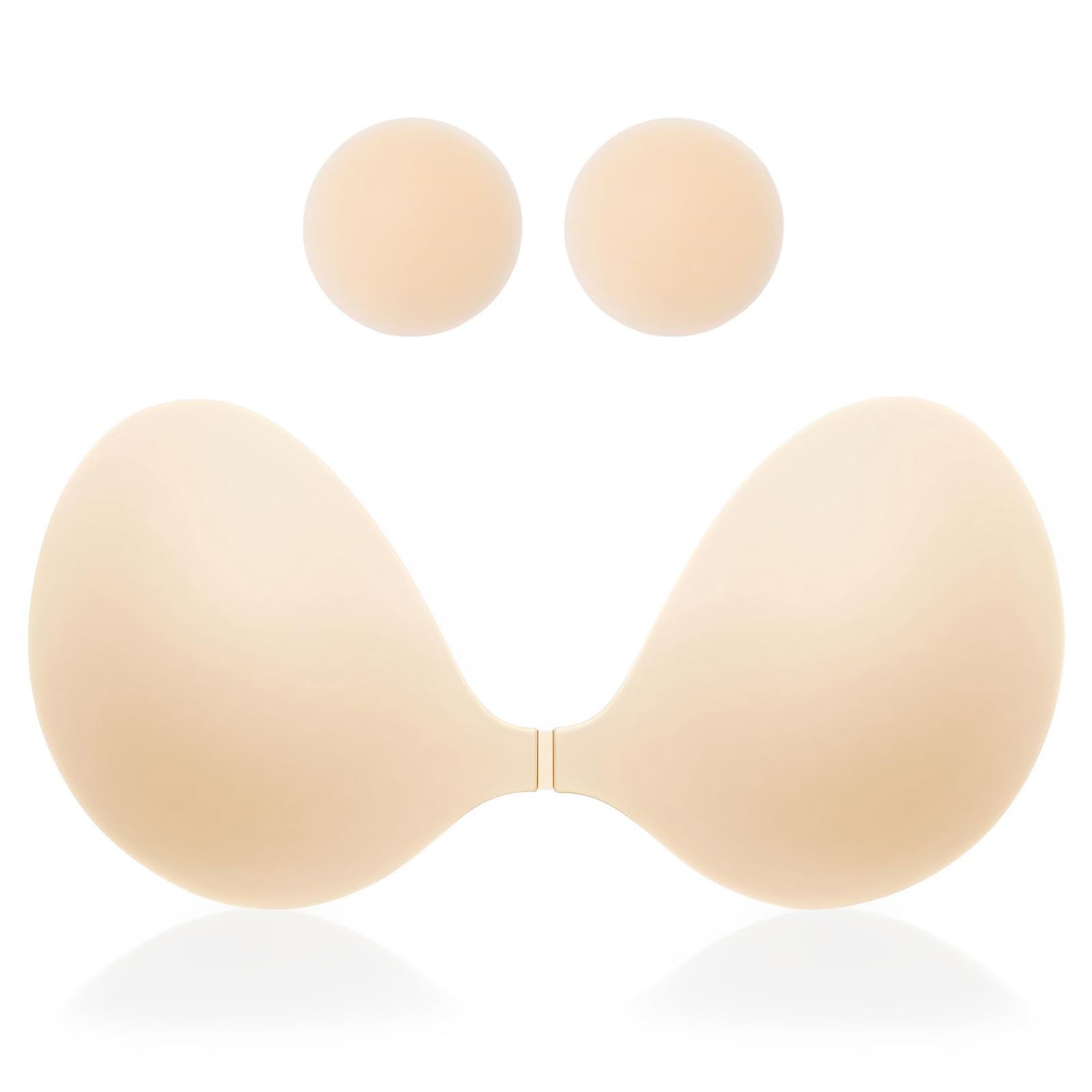 Photo 1 of MITALOO Seamless Silicone Adhesive Bra Sticky Invisible Push up Bras Backless Nipple Cover Warm Beige