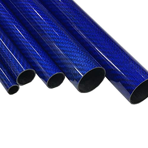 1) Blue Carbon Fiber-Kevlar Tube 16mm x 14mm x 500mm 3K Roll - Main Image