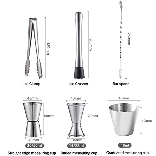 NanXi Barkeeper-Kit, 19-teiliges Basis-Barkeeper-Kit zum Mischen von Getränken - Cocktail-Shaker, mit drehbarem… – Bild 7