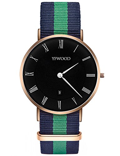 Men Watches Quartz Watch Nylon Band Wrist Watches Classic Round Dial Casual Business Watch with Date Display Waterproof Watch