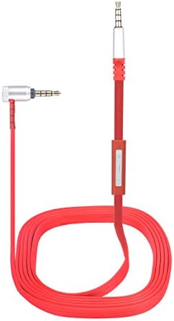 Souney 3.5mm AUX Replacement Headphone/Headset Audio Cable with Microphone for Beats Headset, Apple, Android (Red 1.1 Meters)