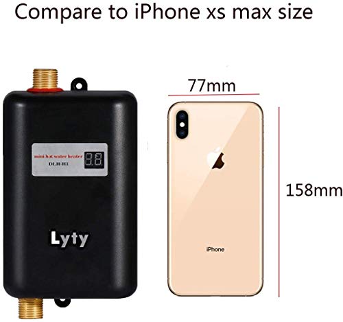 Mini Instant Water Heater Electric Under Sink - (Plug in) 3kW at 110v 120v Tankless Hot Water Heater for Hand/Face/Dishes Washing Kitchen Bathroom(Designed for Low Water Flow Use Only)(Black) - Thumbnail 3