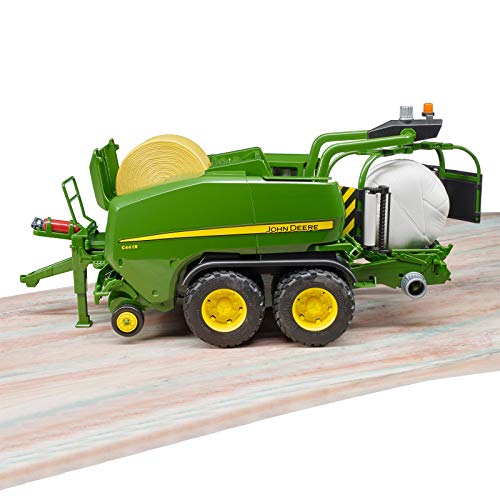bruder 2032 John Deere Presswickelkombination C441R Traktor Rundballen Presswickel, Grün – Bild 7