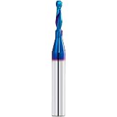 CNC Router Bits 1/4" Shank 1/8" Cutting Dia Carbide Ball Nose End Mill | Nano Blue Coating,for Side Milling End Milling, Finish Machining