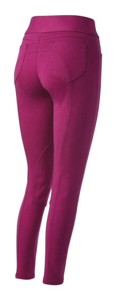 Equi-Theme/Equit'M Unisex Adult 979100008 Pull-On Breeches - Fuchsia/Purple Topstitching, One Size
