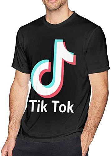 WSSM TIK Tok Video App Funny Men's Crewneck Short Sleeve T-Shirts Tees Black