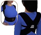 Premium Comfortable Adjustable Posture Corrector. Upper Back Clavicle Support Brace Improves Kyphosis and Lower Back Pain for Men and Women through Natural Posture Relief LRG