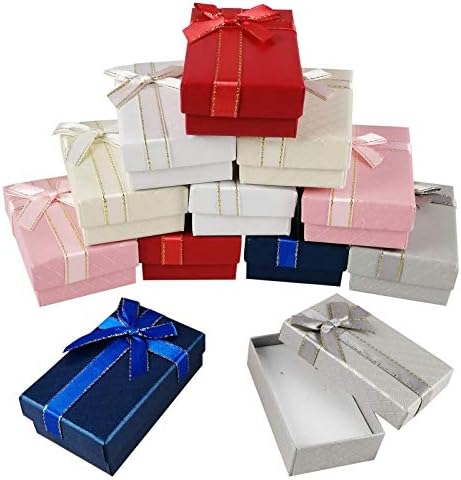 AUGOOG Gift Box, Wrapping, Wrapping Box, Rectangular, Bowknot, Comes with Ribbon, Packaging, Accessories, Presents, Small Items, Packaging, Gift, Set of 12