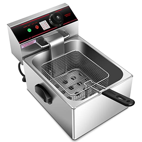 Giantex 1700W Commercial Deep Fryer, 6.4QT Stainless Steel Electric