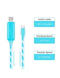 Blazing   Cable de carga tipo C para Samsung S8 S9, LG V30 V20, Moto Z Z3 (luz de 360 grados)