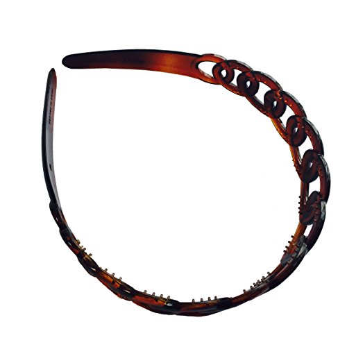 Parcelona French Round Chain Tortoise Shell Brown Celluloid Acetate Hair Headband