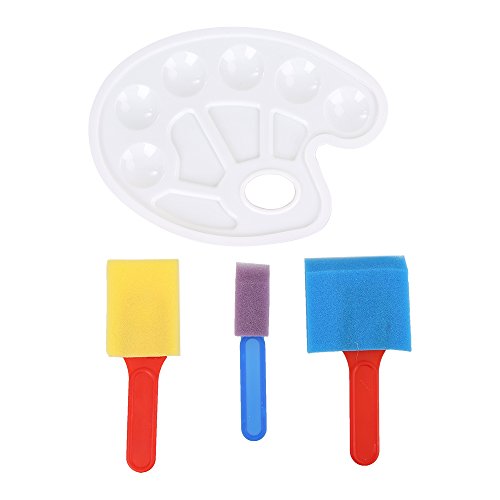 Art &Craft 46 Pieces Early Learning Sponge Painting Brushes Set for Kits Early DIY Learning Making DIY Include 24 pcs Painting Shapes ,Art CraftsSponge Brush, Flower Pattern Brush, Brush Set, Palette