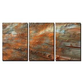 3 Piece Canvas Wall Art - Musical Background - Modern Home Art Stretched and Framed Ready to Hang - 16"x24"x3 Panels