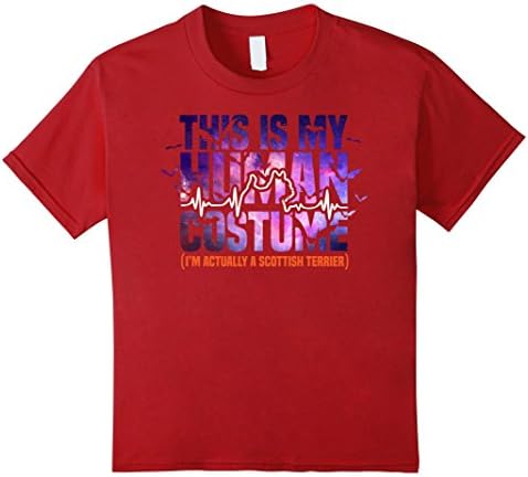 Kids My human costume Funny Scottish Terrier Halloween Shirt 12 Cranberry