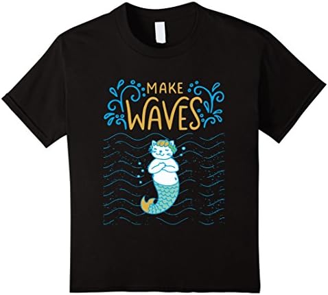 Kids Purrmaid, mermaid make waves T-Shirt 4 Black