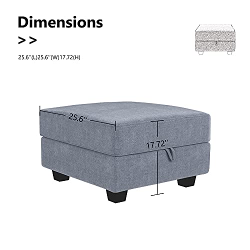 HONBAY Square Ottoman Module for Modular Sectional Sofa, Storage