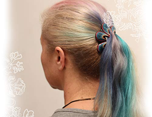 Hair Barrette Hand painted Hair Clips. Styling for Women & Girls. This Attractive Hair Accessory Can Be Used As a ponytail holder Or a Hair Grip. For thick & thin hair. 2 Pcs Uniquely Hand Crafted