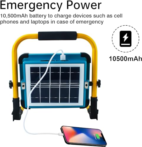 100W Reflector Solar Exterior Interior Portátil,Luz de Trabajo Led Recargable, 4 Modos, Luces de Campamento al Aire Libre Súper Brillantes, Senderismo, Iluminación del Lugar de Trabajo, Emergencia